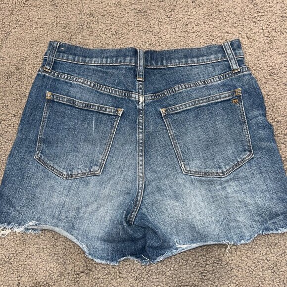 MADEWELL High Rise Denim Shorts Raw Hem No Distressing Blue Jean Shorts  EUC  27 - Picture 3 of 7